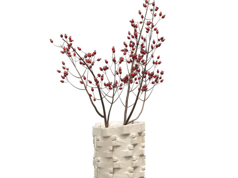 Ceramic Bolt Vase by Floris Wubben Rosehip 3D Model