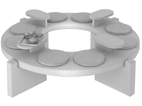 Round concrete bench for street cafe 3D Модель