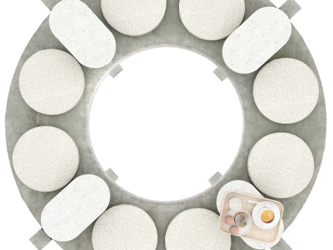 Round concrete bench for street cafe 3D Модель