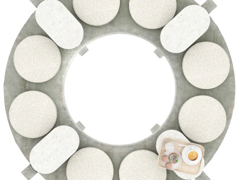 Panca rotonda in cemento per bar all'aperto Modello 3D