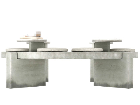 Round concrete bench for street cafe 3D Модель