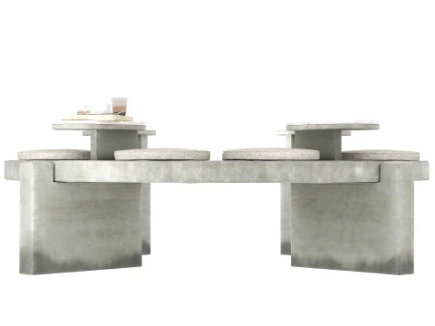 Panca rotonda in cemento per bar all'aperto Modello 3D