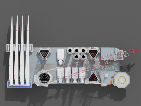 Jack-up Construction with Windturbine Model 3D