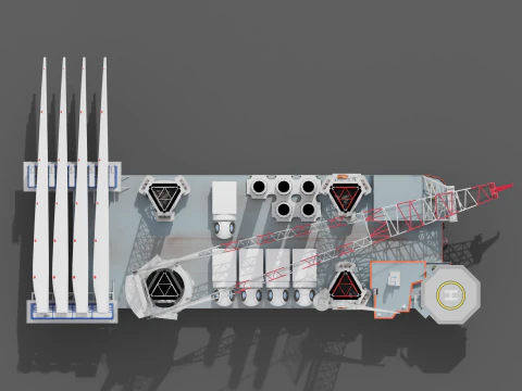 Jack-up Construction with Windturbine 3D Model
