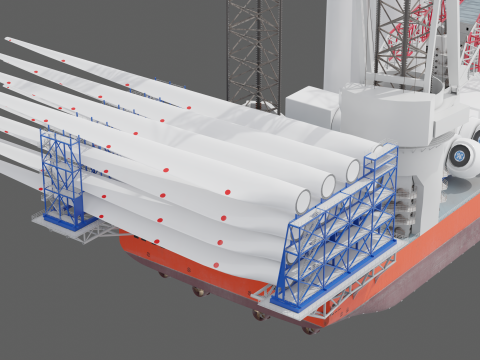 Jack-up Construction with Windturbine Model 3D