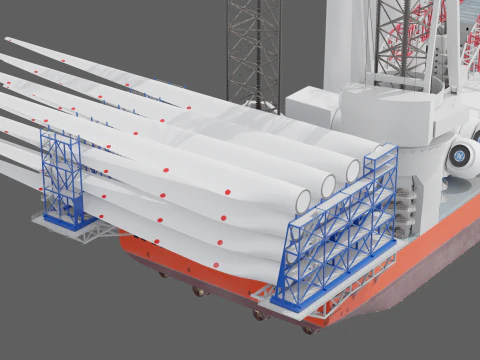 Jack-up Construction with Windturbine 3D Model