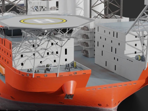 Jack-up Construction with Windturbine 3D Model
