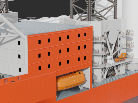 Jack-up Construction with Windturbine Model 3D