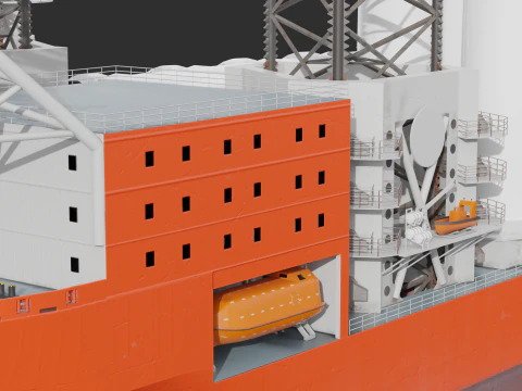 Jack-up Construction with Windturbine 3D Model