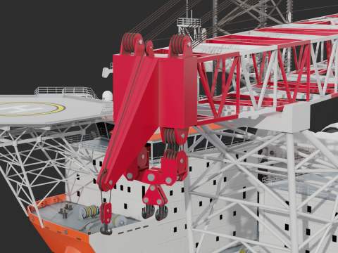 Jack-up Construction with Windturbine Model 3D