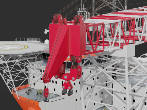 Jack-up Construction with Windturbine 3D Model