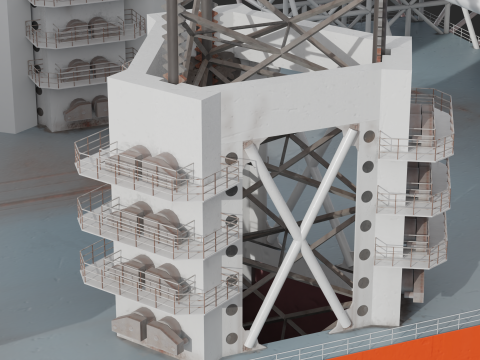 Jack-up Construction with Windturbine Model 3D