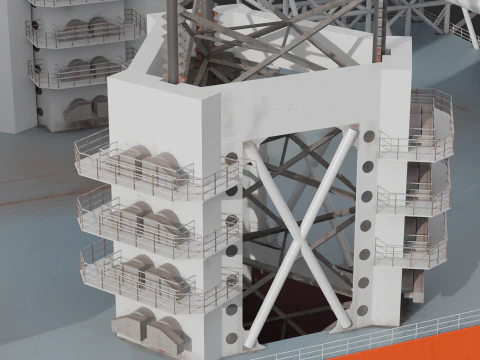 Jack-up Construction with Windturbine 3D Model