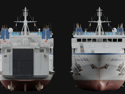 Passenger Cargo Ship 3D Model
