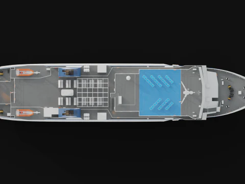 Passenger Cargo Ship 3D Model