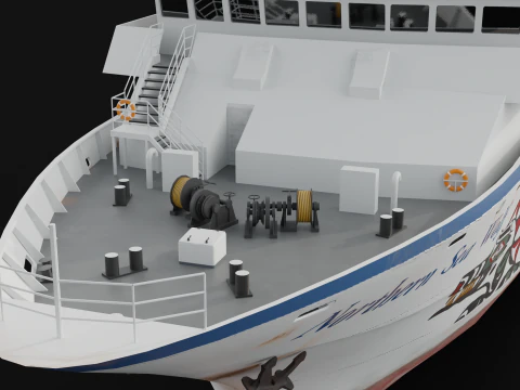 Passenger Cargo Ship 3D Model