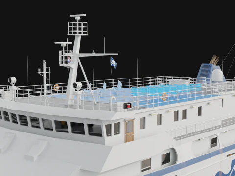 Passenger Cargo Ship 3D Model