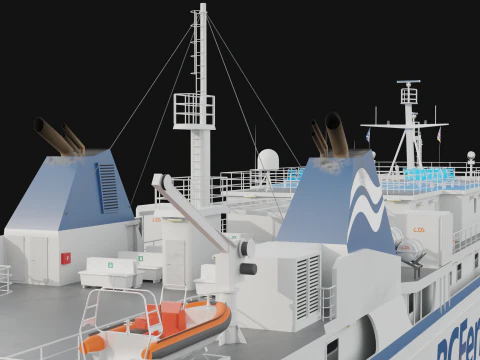 Passenger Cargo Ship 3D Model