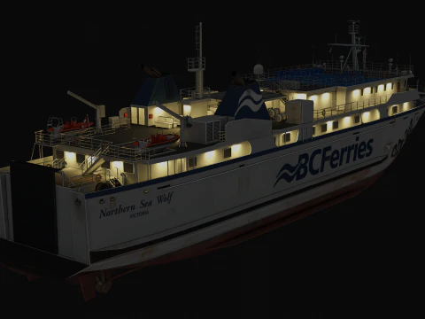 Passenger Cargo Ship 3D Model
