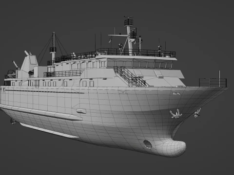 Passenger Cargo Ship 3D Model