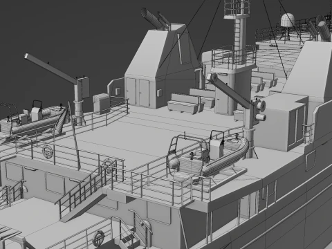 Passenger Cargo Ship 3D Model