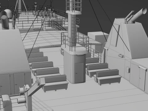 Passenger Cargo Ship 3D Model
