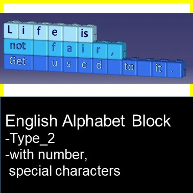 English Alphabet Keyboard BlockType2 3D Print Model .c4d .max .obj .3ds .fbx .stl .blend 