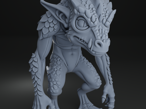 Draconic Kobold - Free Dragon skull Warhammer - 5e DnD Wargame Tabletop RPG 3D Print Model