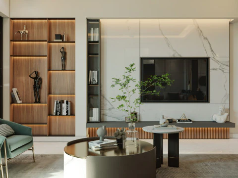 豪华现代客厅01 3D 模型