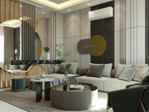 Luxury Modern Living room 01 3D Модель