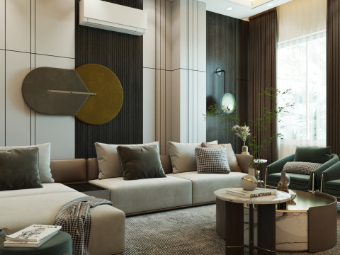 Luxury Modern Living room 01 3D Модель