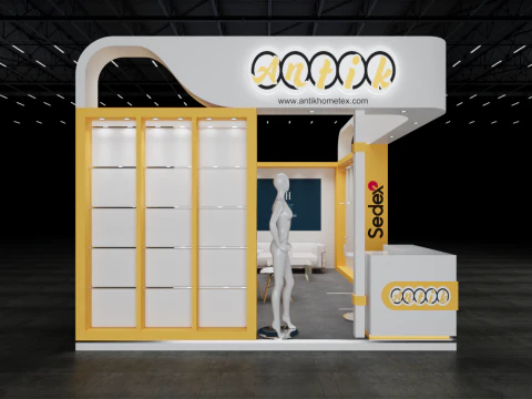 Exhibition Stand 5x4 2Sides D1V1 3D Model