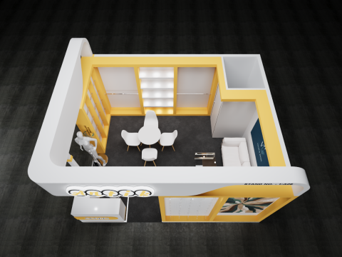 Exhibition Stand 5x4 2Sides D1V1 3D Модель