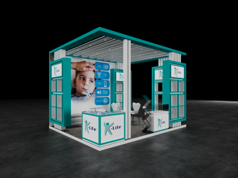 Exhibition Stand 5x4 3Sides D1V1 3D Model