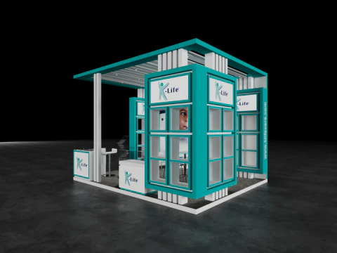 Exhibition Stand 5x4 3Sides D1V1 3D Model