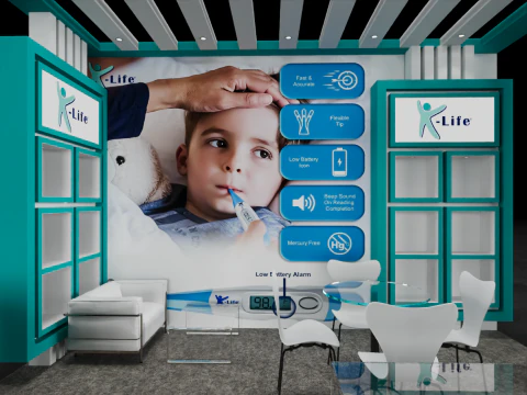 Exhibition Stand 5x4 3Sides D1V1 3D Model