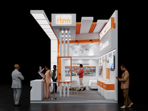Exhibition Stand 7x4 2Sides D1V1 3D Model