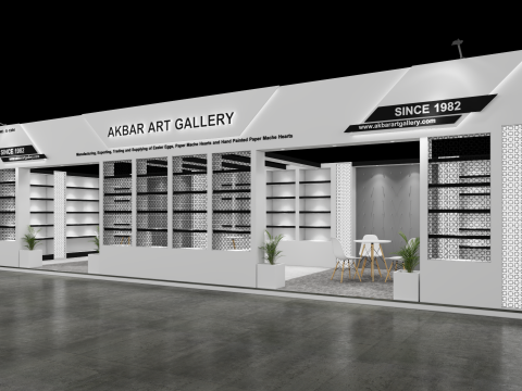 Exhibition Stand 12x4 1Side D1V1 3D Model