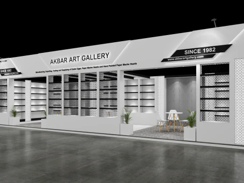 Exhibition Stand 12x4 1Side D1V1 3D Model