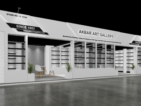 Exhibition Stand 12x4 1Side D1V1 3D Model