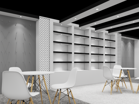 Exhibition Stand 12x4 1Side D1V1 3D Model