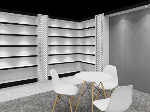 Exhibition Stand 12x4 1Side D1V1 3D Model