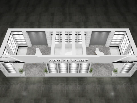 Exhibition Stand 12x4 1Side D1V1 3D Model