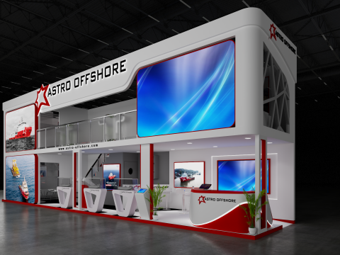 Exhibition Stand 15x3 3Sides D1V1 3D Model