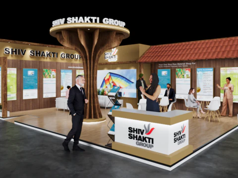 Stand d'exposition 9x7 2c&ocirc;t&eacute;s D1V1 Modèle 3D