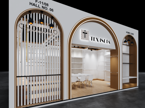 Exhibition Stand 7500x4000 1Side D1V1 3D Model