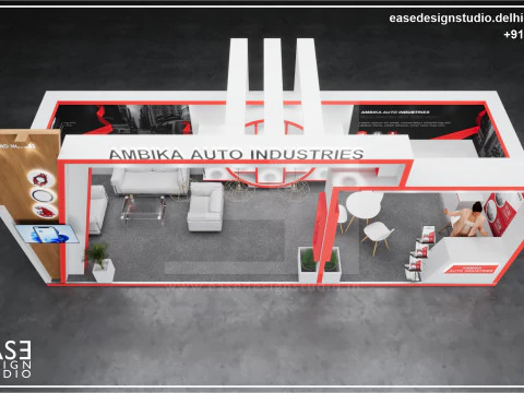 Exhibition Stand 9x3 1Side D1V1 3D Model