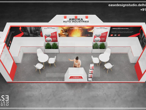 Exhibition Stand 9x3 1Side D2V1 3D Model
