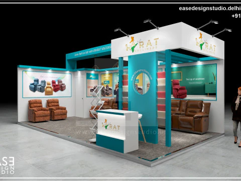 展示スタンド 7500x4000 片面 D2V1 3Dモデル