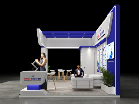 Exhibition Stand 6x4 3Sides D2V1 3D Model